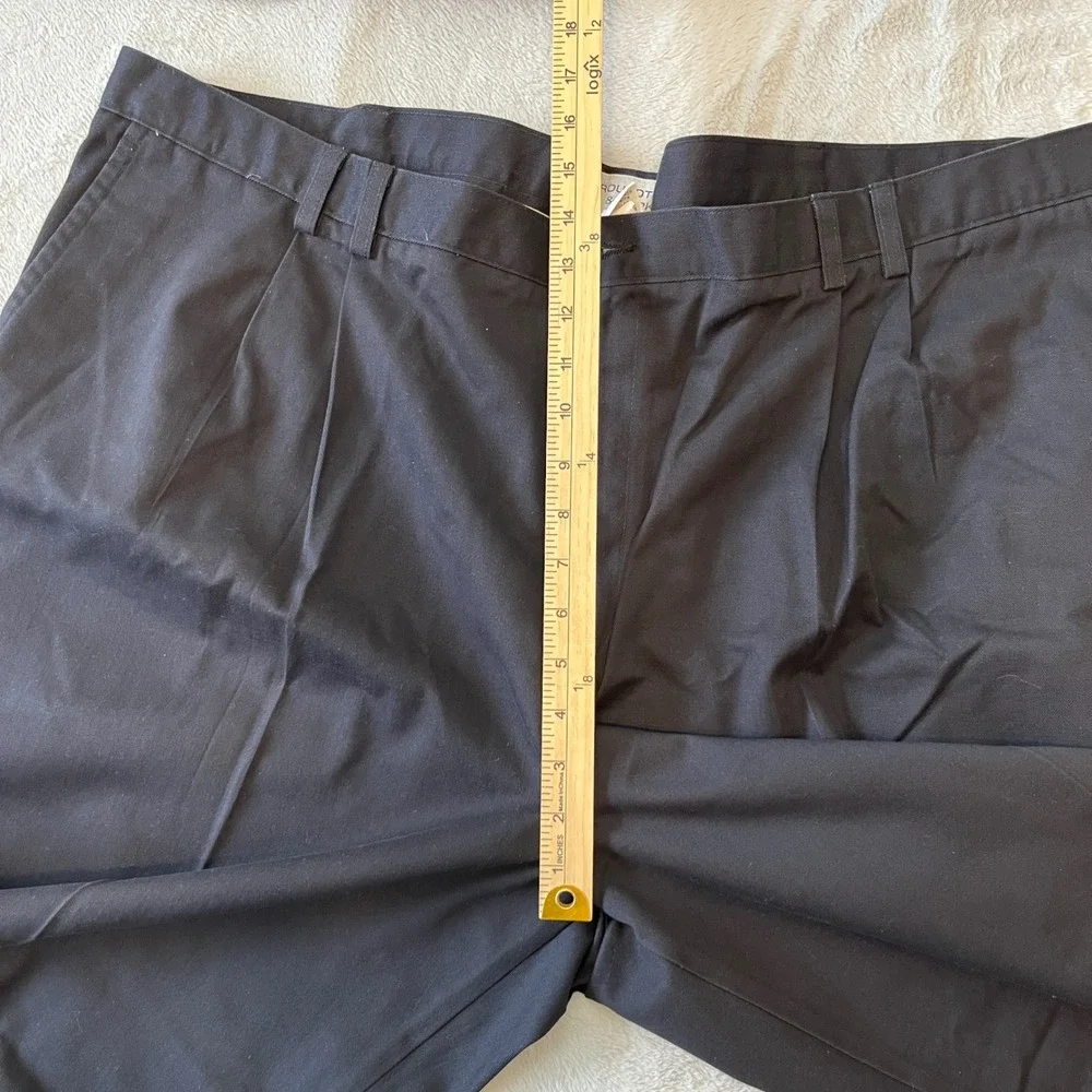 Mens Big & Tall 100% Cotton Pleated‎ Chino Pants 50x30 Black Cuffed Classic